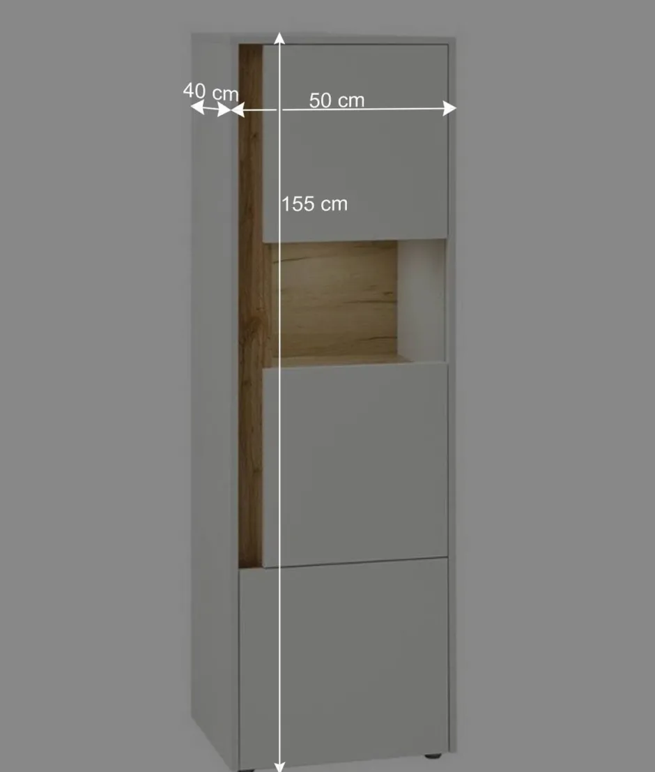 Vitrinenschrank in Weiß & Wildeiche Dekor - Nonessia^Wohnen Discount