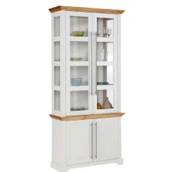 Wohnen Vitrinenschrank in Weiß mit Honig - Eyzaco