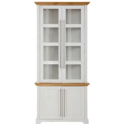 Wohnen Vitrinenschrank in Weiß mit Honig - Eyzaco