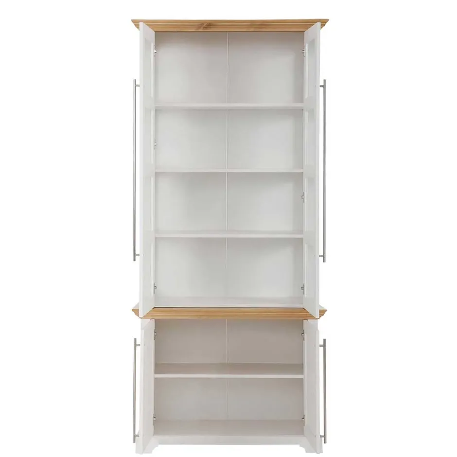 Wohnen Vitrinenschrank in Weiß mit Honig - Eyzaco
