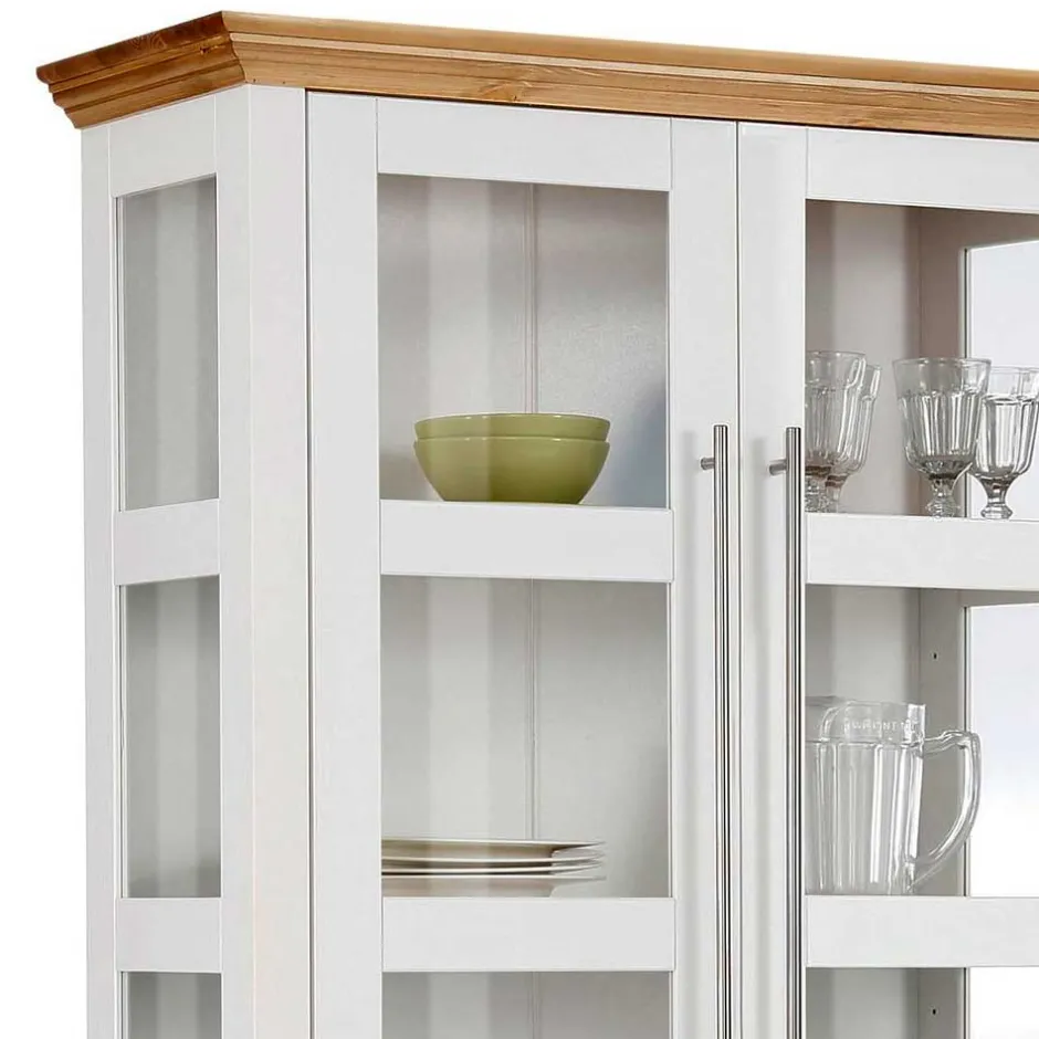 Wohnen Vitrinenschrank in Weiß mit Honig - Eyzaco