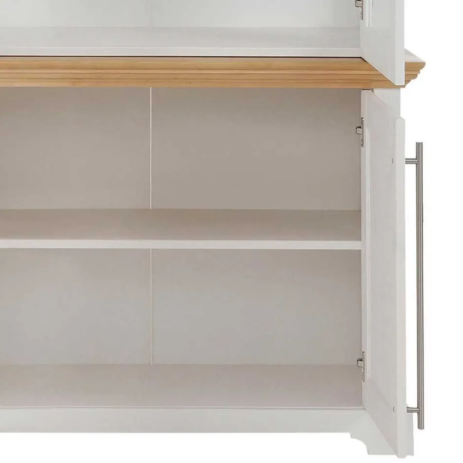 Wohnen Vitrinenschrank in Weiß mit Honig - Eyzaco