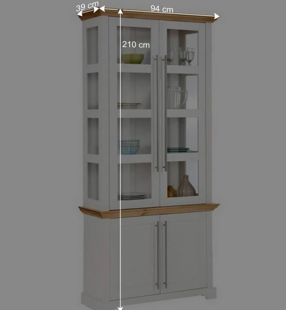 Wohnen Vitrinenschrank in Weiß mit Honig - Eyzaco