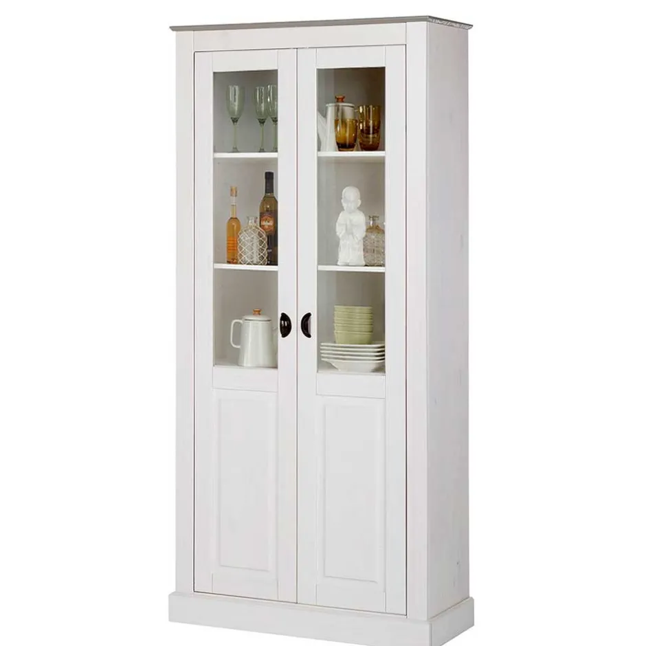 Vitrinenschrank in Weiß mit Grau - Lucasario^Wohnen Sale