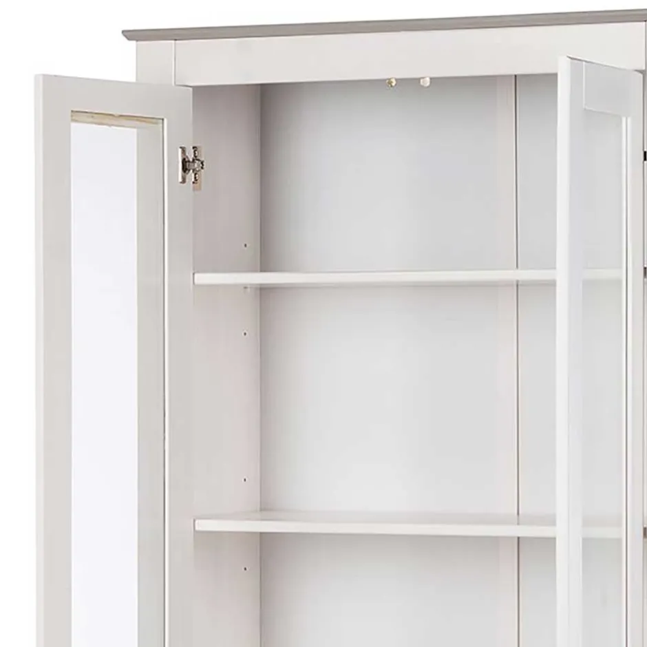 Vitrinenschrank in Weiß mit Grau - Lucasario^Wohnen Sale