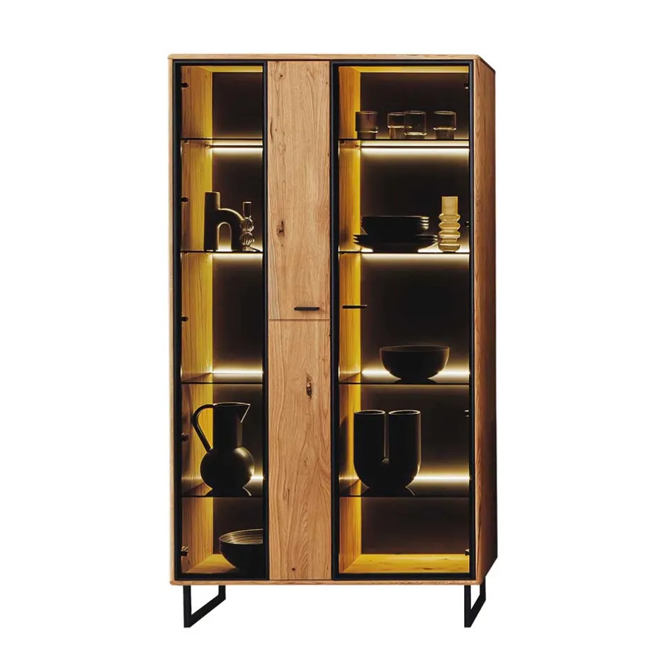 Vitrinenschrank in Wildeiche & Anthrazit - Flacona^Wohnen Sale