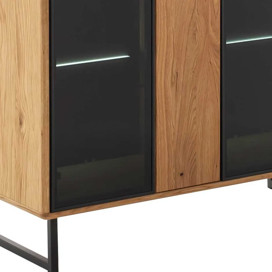 Vitrinenschrank in Wildeiche & Anthrazit - Flacona^Wohnen Sale