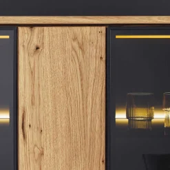 Vitrinenschrank in Wildeiche & Anthrazit - Flacona^Wohnen Sale