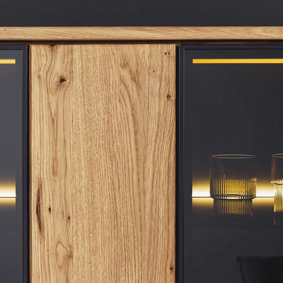 Vitrinenschrank in Wildeiche & Anthrazit - Flacona^Wohnen Sale