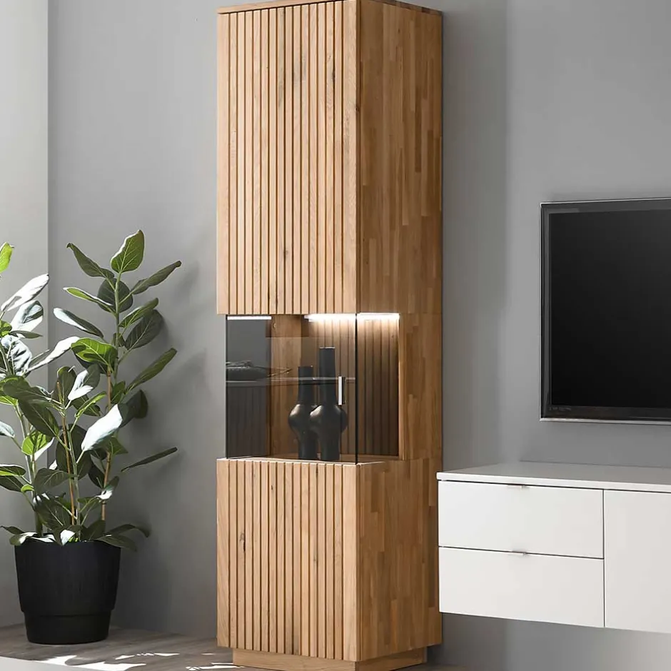 Vitrinenschrank in Wildeiche Bianco & Anthrazit - Nelsons^Wohnen Online