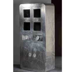 Wohnen Vitrinenschrank Pilot in Alufarben