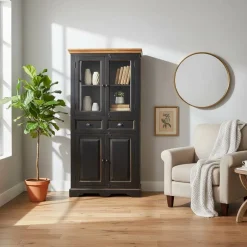 Wohnen Vitrinenschrank Sentiments in Schwarz