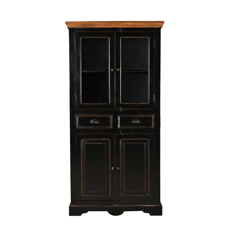 Wohnen Vitrinenschrank Sentiments in Schwarz