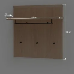 Wohnen Wand Hängegarderobe in Eiche Bianco - Arkadiuz