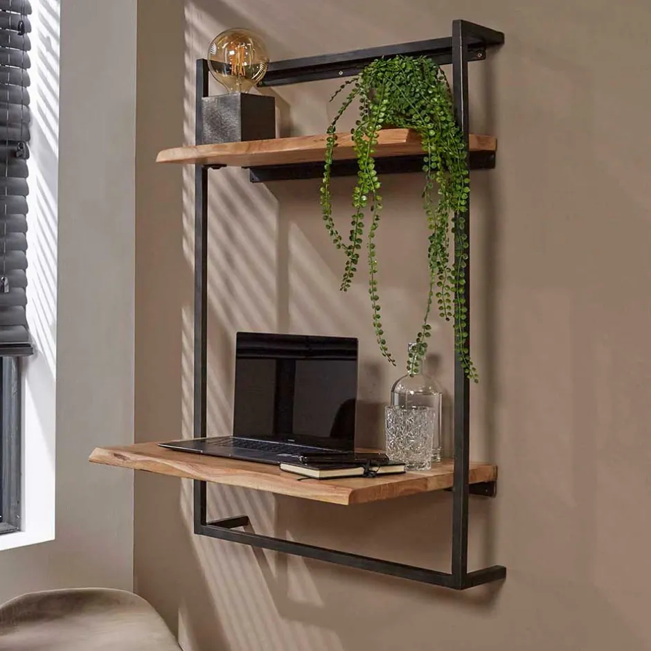 Wohnen Wand Schreibtisch mit Baumkanten Platten - Vadimma
