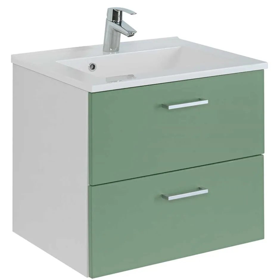 Wand Waschbeckenschrank in Grün & Weiß - Loenixa^Wohnen Online
