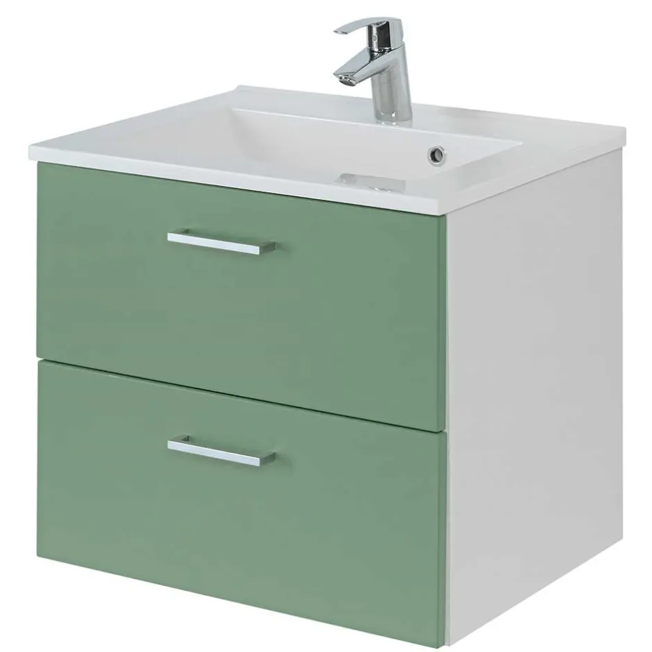 Wand Waschbeckenschrank in Grün & Weiß - Loenixa^Wohnen Online