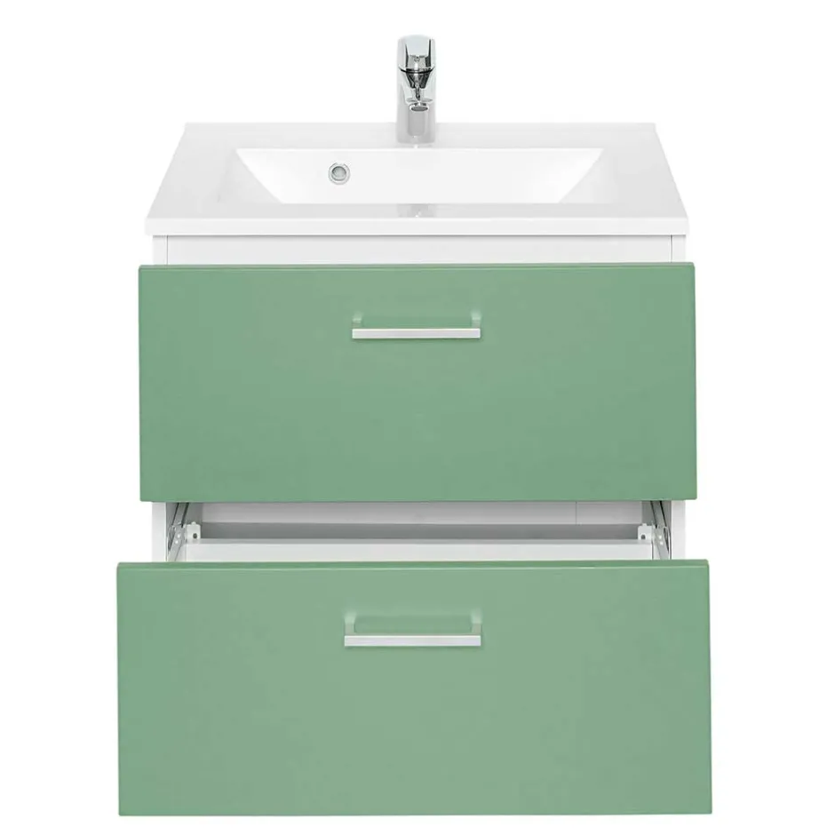 Wand Waschbeckenschrank in Grün & Weiß - Loenixa^Wohnen Online