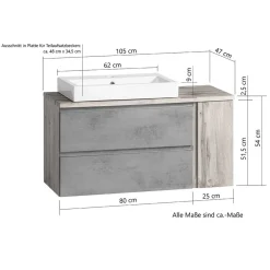 Wohnen Wand Waschtisch mit 105 cm Breite - Eight