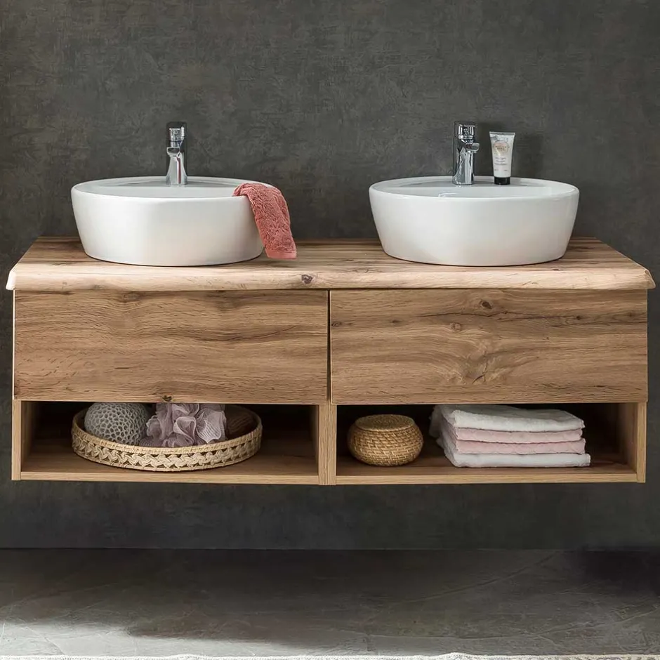 Wohnen Wand Waschtisch mit zwei Aufsatz-Waschbecken - Tofias