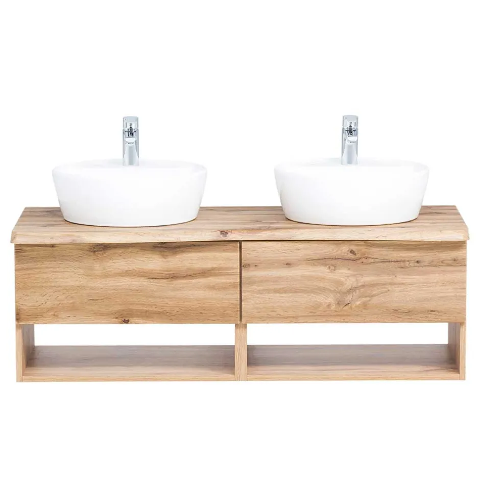 Wohnen Wand Waschtisch mit zwei Aufsatz-Waschbecken - Tofias