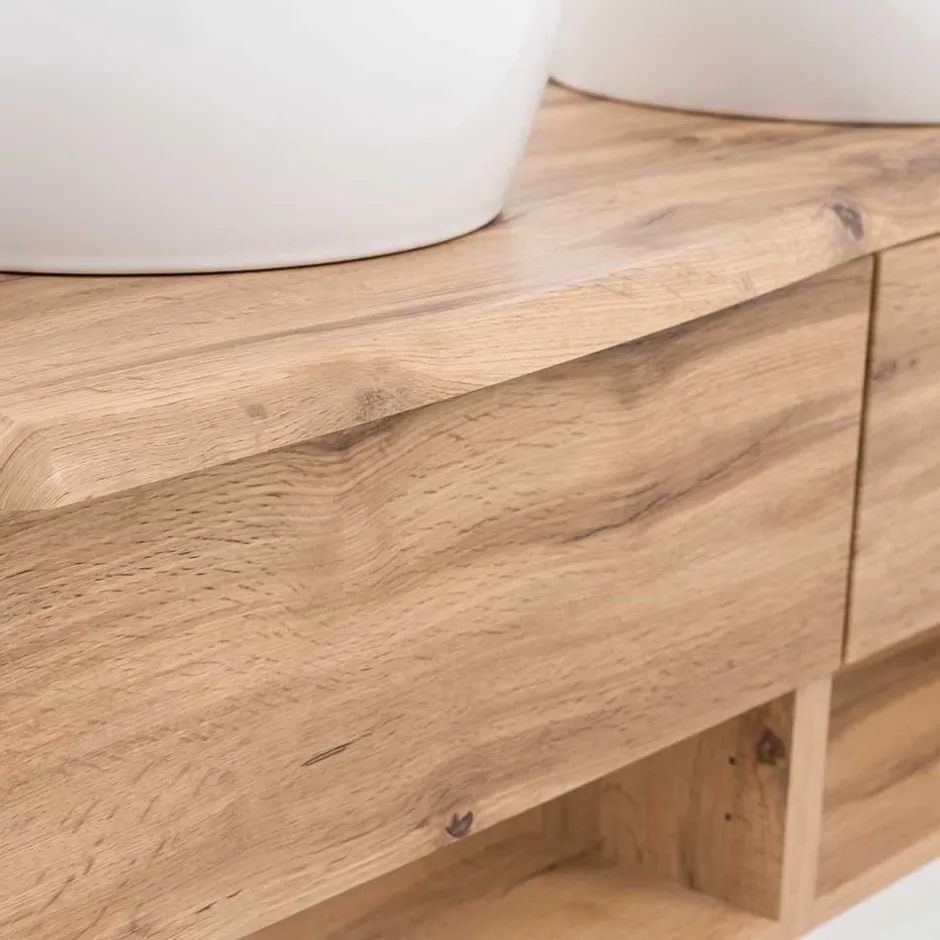 Wohnen Wand Waschtisch mit zwei Aufsatz-Waschbecken - Tofias