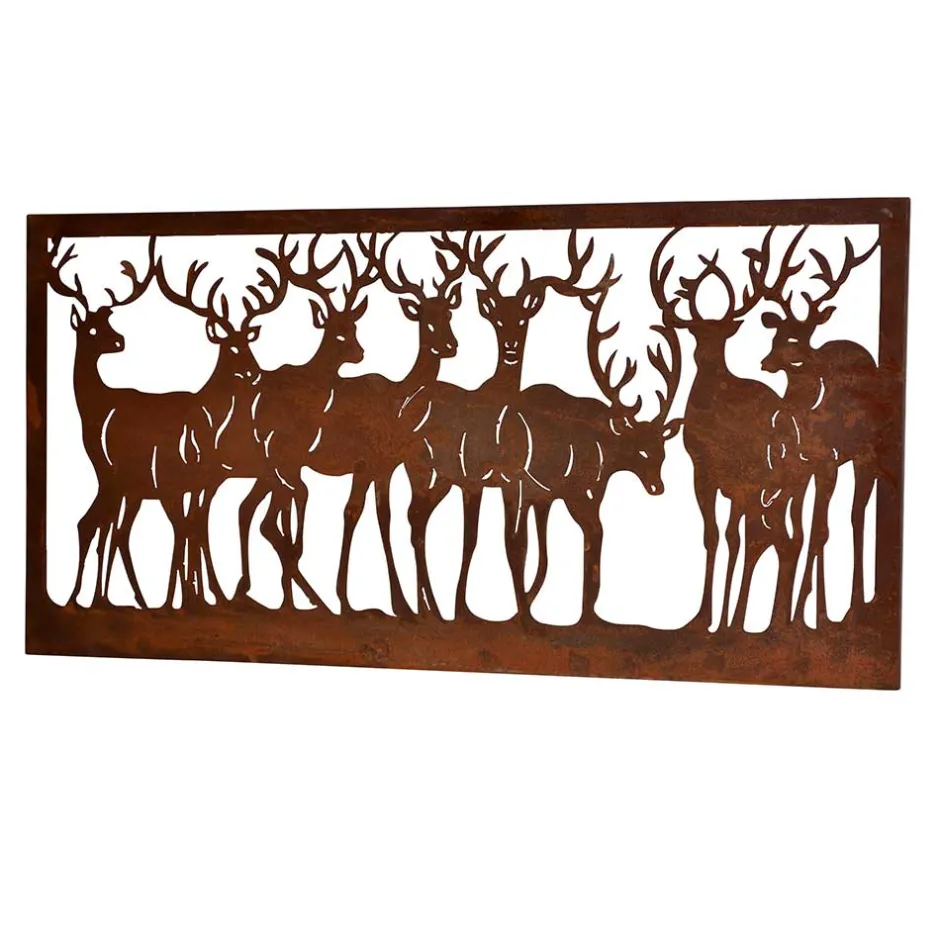 Wandbild Hirsch Silhouetten Rost Look - Chadey^Wohnen Best
