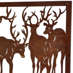Wandbild Hirsch Silhouetten Rost Look - Chadey^Wohnen Best
