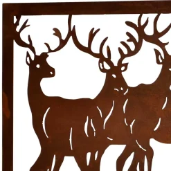 Wandbild Hirsch Silhouetten Rost Look - Chadey^Wohnen Best
