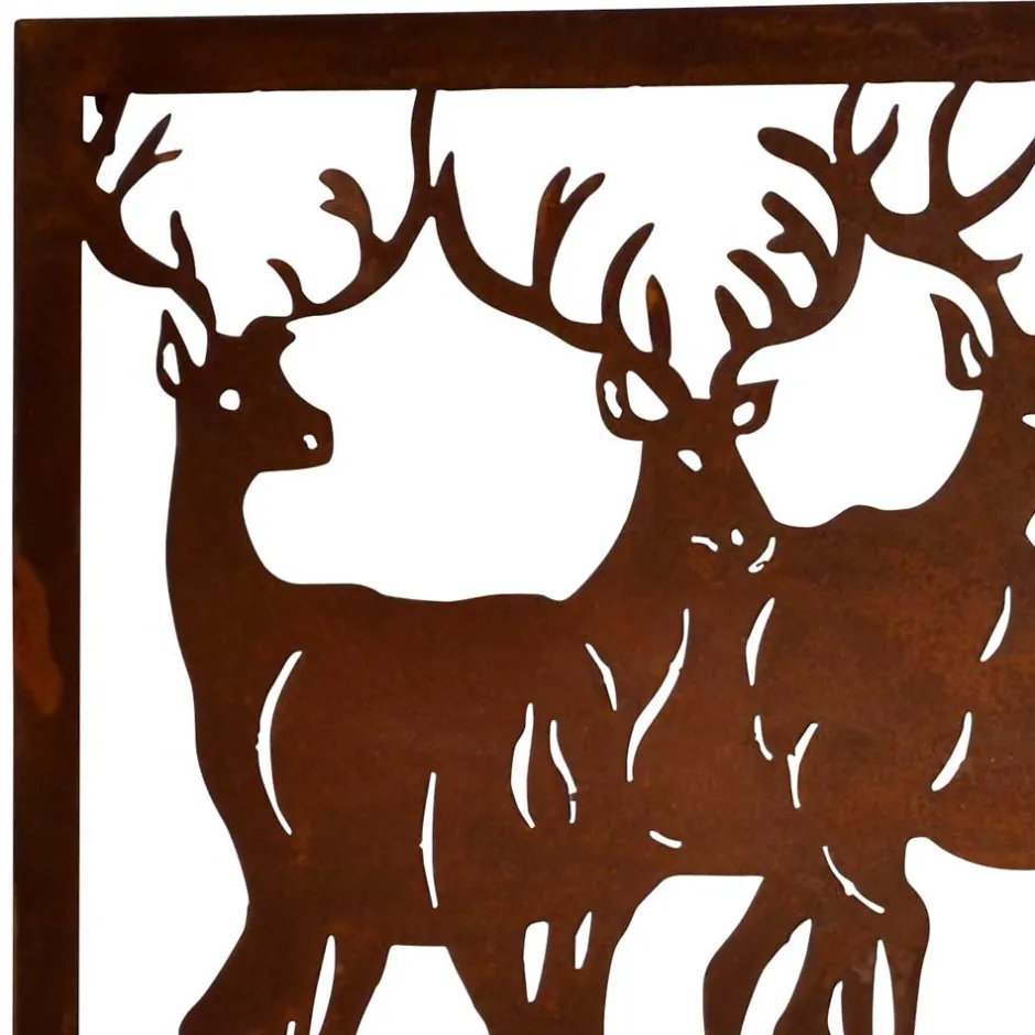 Wandbild Hirsch Silhouetten Rost Look - Chadey^Wohnen Best