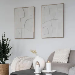 Wandbild in Weiß und Holzoptik Natur - Actino^Wohnen Sale