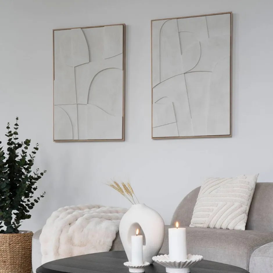 Wandbild in Weiß und Holzoptik Natur - Actino^Wohnen Sale