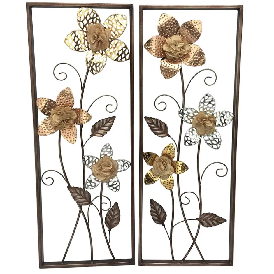 Wandbilder Blumen aus Metall und Stoff - Sinona (zweiteilig)^Wohnen Best