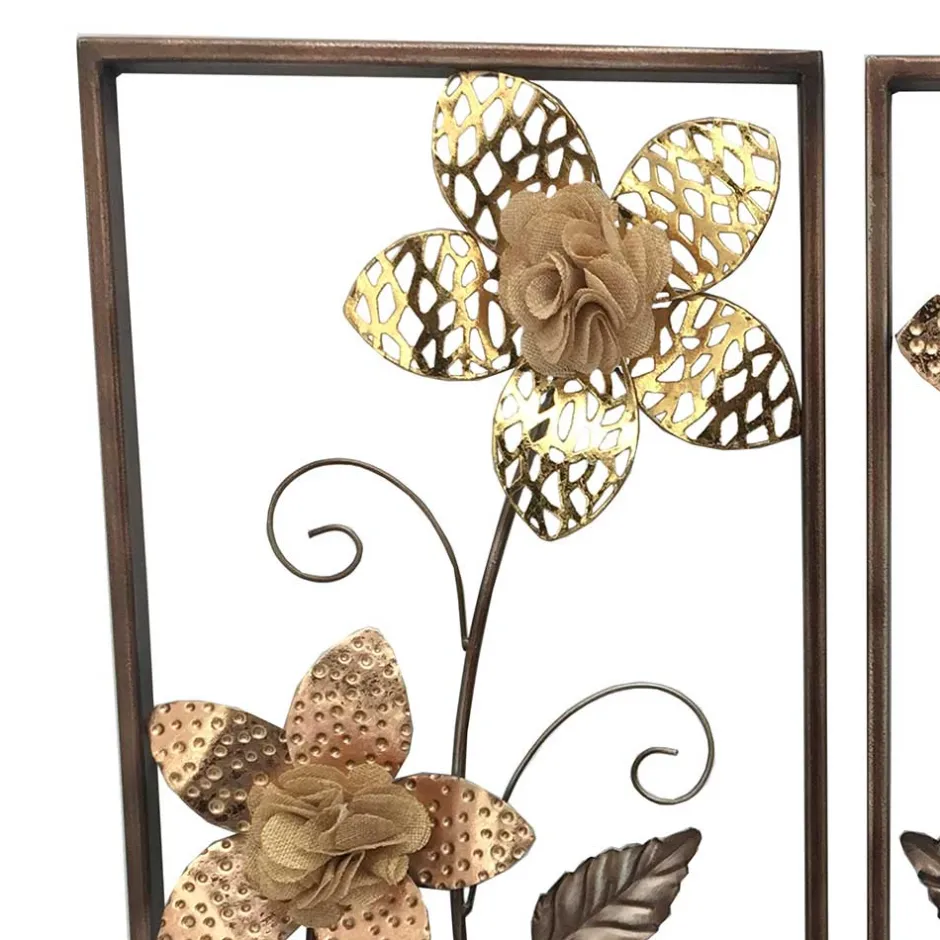 Wandbilder Blumen aus Metall und Stoff - Sinona (zweiteilig)^Wohnen Best