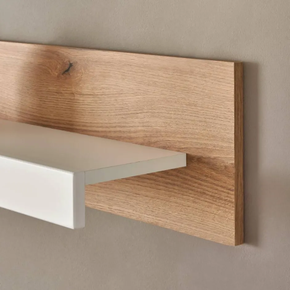 Wohnen Wandboard in Eiche Natur und Mattweiß - Adejano