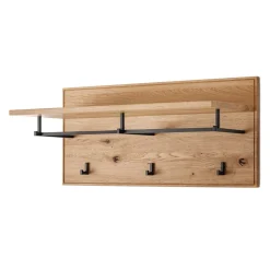 Wohnen Wandgarderobe aus Asteiche Massivholz und Metall - Zonga