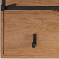 Wohnen Wandgarderobe aus Asteiche Massivholz und Metall - Zonga