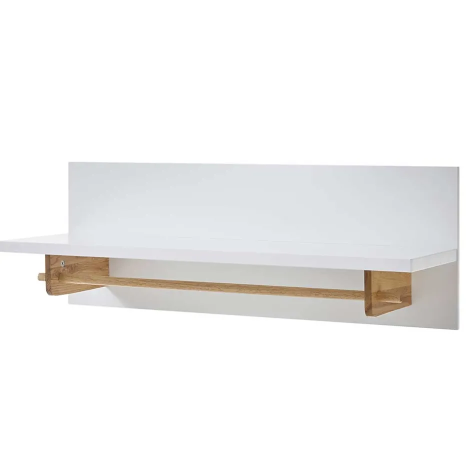 Wohnen Wandgarderobe mit Ablageboden & Holzstange - Catia