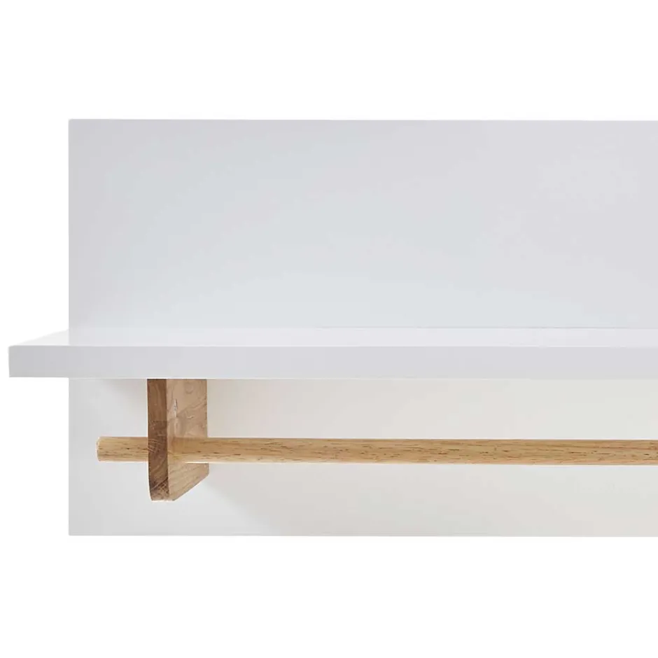 Wohnen Wandgarderobe mit Ablageboden & Holzstange - Catia