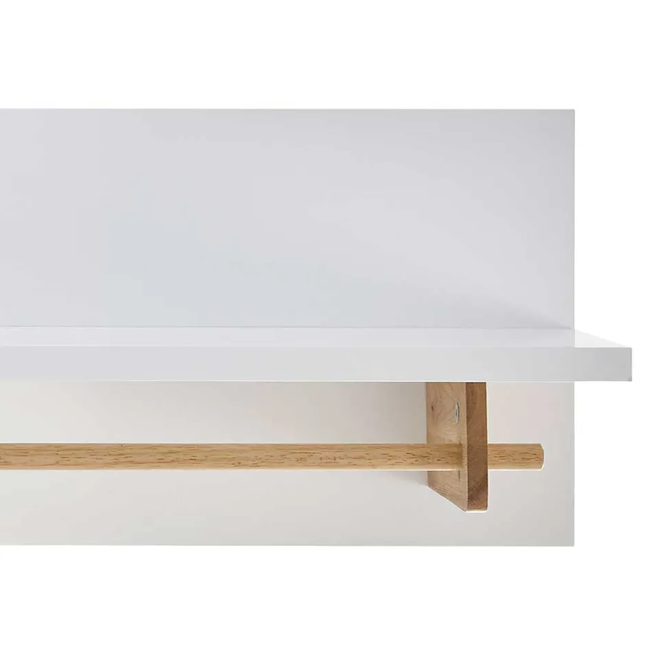 Wohnen Wandgarderobe mit Ablageboden & Holzstange - Catia