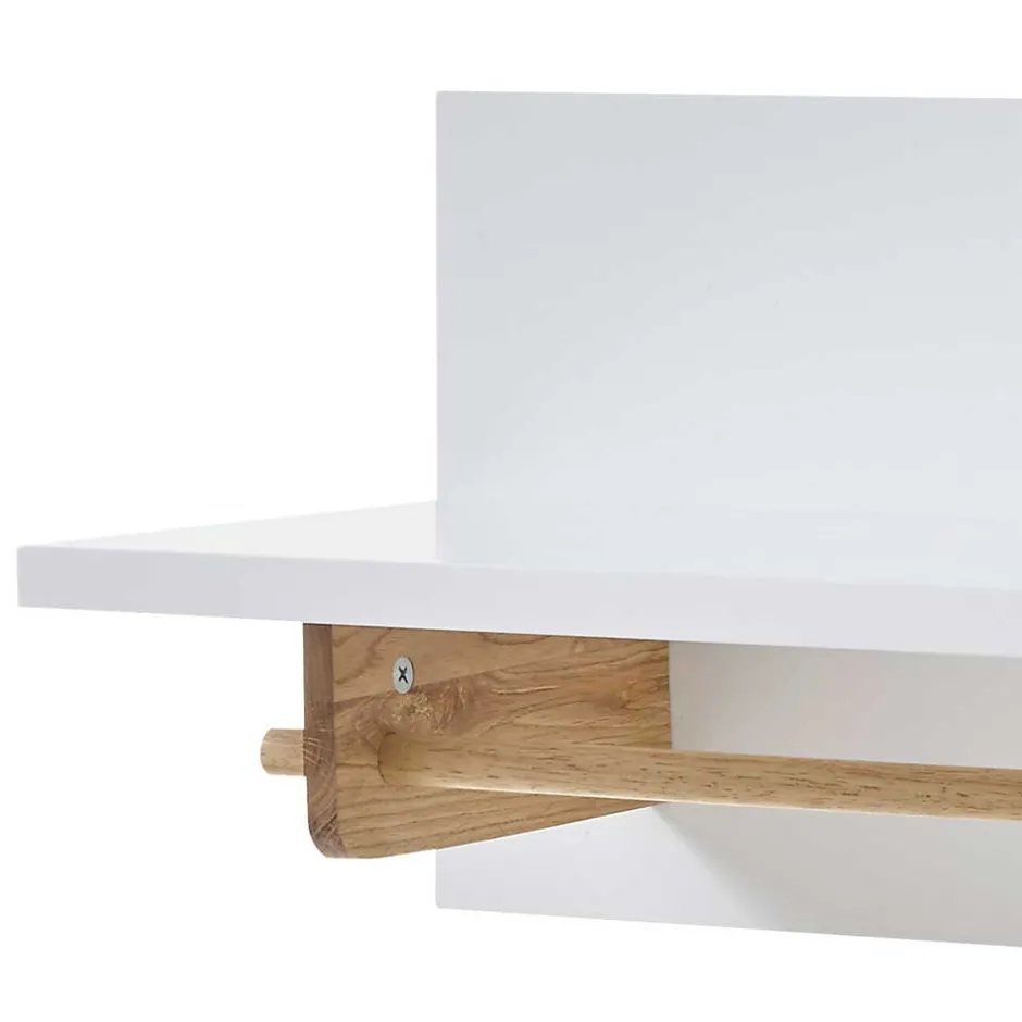 Wohnen Wandgarderobe mit Ablageboden & Holzstange - Catia