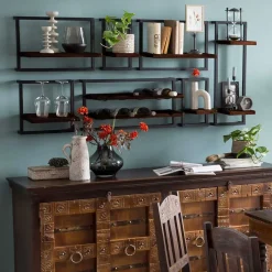 Wohnen Wandhängeregal aus Recyclingholz Teak - Solapura