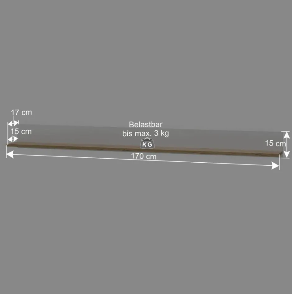 Wohnen Wandregal Hängeboard 170 cm breit - Nonessia