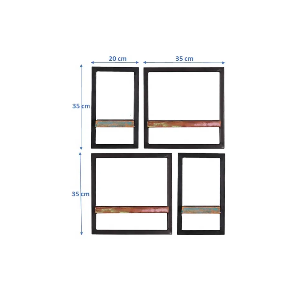 Wandregal Kombi aus Altholz bunt - Jamaica (vierteilig)^Wohnen Outlet