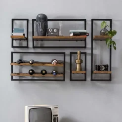 Wohnen Wandregal Kombination mit Flaschenablagen - Filurina (fünfteilig)