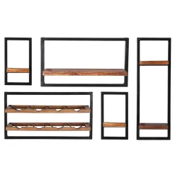 Wohnen Wandregal Kombination mit Flaschenablagen - Filurina (fünfteilig)