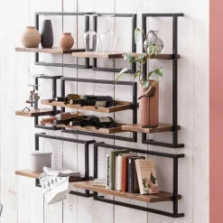 Wandregal Set aus Metall & Massivholz - Fiorda (siebenteilig)^Wohnen