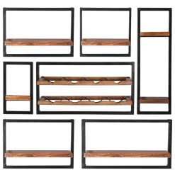 Wandregal Set aus Metall & Massivholz - Fiorda (siebenteilig)^Wohnen