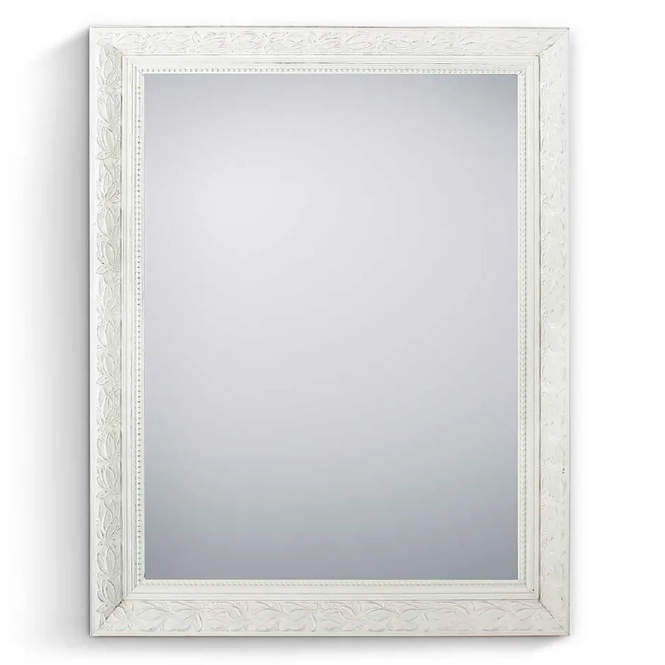 Wohnen Wandspiegel im Vintage Look in Weiß Holzrahmen - Liancos