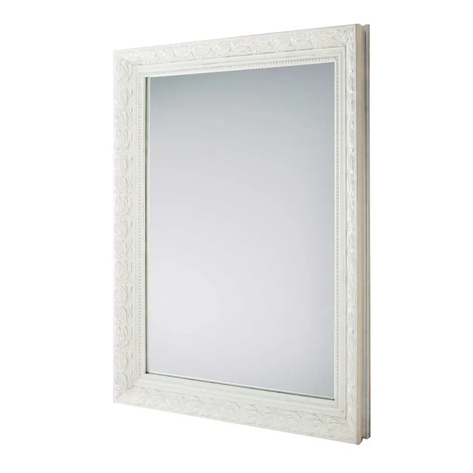 Wohnen Wandspiegel im Vintage Look in Weiß Holzrahmen - Liancos